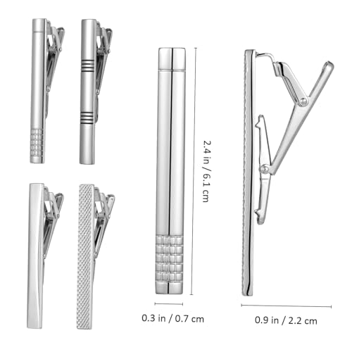 CIMAXIC 4 Stk. Kupfer Krawattenklammer Set Silber Business Shirt Clip mit Starkem Federmechanismus für Herren Anzug Krawattenzubehör Sicherer Halt und Klassisches Design für Formelle von CIMAXIC