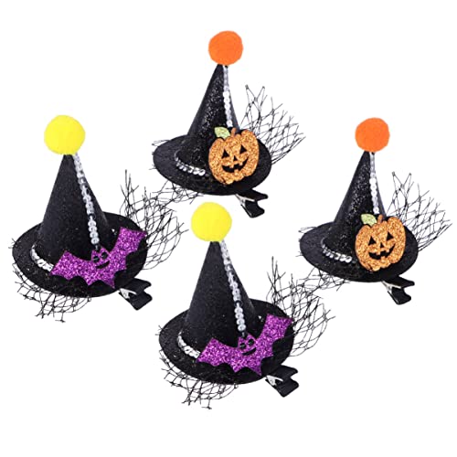 4 Stück Beanie-haarspange Kürbis Haarspangen Kinderhaare Halloween-haarspange Fascinator-hüte Für Frauen Teeparty Zylinder Haarspange Hexen Hut Fräulein Kunstleder Geschenk von CIMAXIC