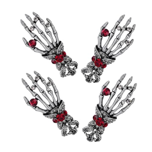 CIMAXIC 4 Stück Exklusive Vintage Punk Totenkopf Handbroschen aus Legierung mit Strass Auffällige Dekorative Anstecker für Jacken Hemden Schals und Rucksäcke Modische Metallpins für Damen von CIMAXIC