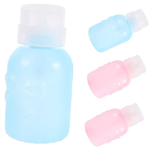 CIMAXIC 4 Stück Nagelöl Alkohol Nagellack Kunststoff Mini-Wasserspender Pumpspender Flasche Push-Down-Push-Down-Pumpspender Flüssigkeitspumpenspender Make-Up-Entferner-Behälter von CIMAXIC