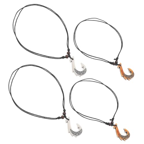 CIMAXIC 4 Stück Resin Fish Hook Necklace Vintage Tribal Pendant Neck Jewelry Für Männer Frauen Mädchen Leichtes Ethno Schmuck Reise von CIMAXIC