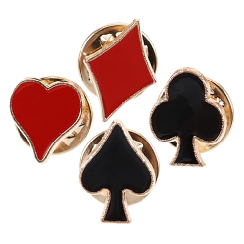 CIMAXIC 4 Stück Teiliges Dekorativer Anstecknadeln im Spielkarten Design Broschen für Frauen Vielseitige Modeaccessoires für Jacken und Anzüge von CIMAXIC