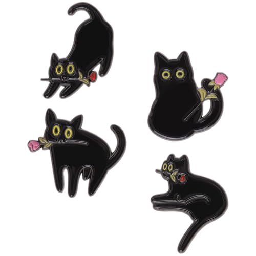 CIMAXIC 4 Stück Teiliges Metall Anstecknadeln Katzenform Kreative Mode Damen Kleidung Schal Hut Tasche Zubehör von CIMAXIC