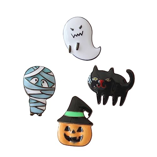 CIMAXIC 4 Teiliges Halloween Broschen mit Ghost Kürbis Hexe und Mumie Trendige Anstecknadeln aus Robustem Material Vielseitige Kleidung Accessoires für Kostümpartys und von CIMAXIC