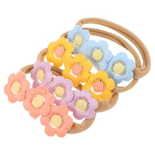 CIMAXIC 4-teiliges Gänseblümchen-Haarband: Weiche, elastische Haarbänder mit Gänseblümchenmotiv für Babys und Mädchen, Pferdeschwanzhalter, Blumenseile für Neugeborene, Säuglinge und Kleinkinder, von CIMAXIC