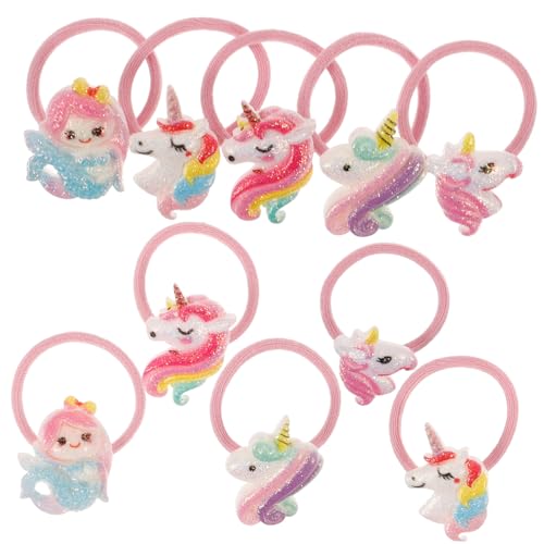 5 Paare Einhorn-haarschmuck Haarring Für Elastische Haargummis Elastische Weiche Gummibänder Haarstyling-zubehör Elastisches Haargummi Haarseile Pferdeschwanz Mädchen Stoff Kind von CIMAXIC