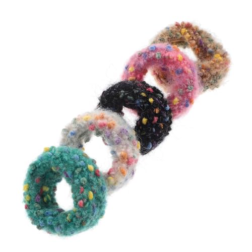 5 Stk Haarseil in Wollfarbe haarband hair-band hair ties gummi band Haarschmuck für Mädchen Flauschiges Haargummi behaart Halter Pferdeschwanz Stirnband Fräulein Haarring Stoff von CIMAXIC