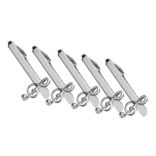 CIMAXIC 5 Stück Krawattenklammern Herren Musiknote Metall Krawattennadel mit Starkem Halt Business Accessoire für Formelle Anlässe und Bankette von CIMAXIC