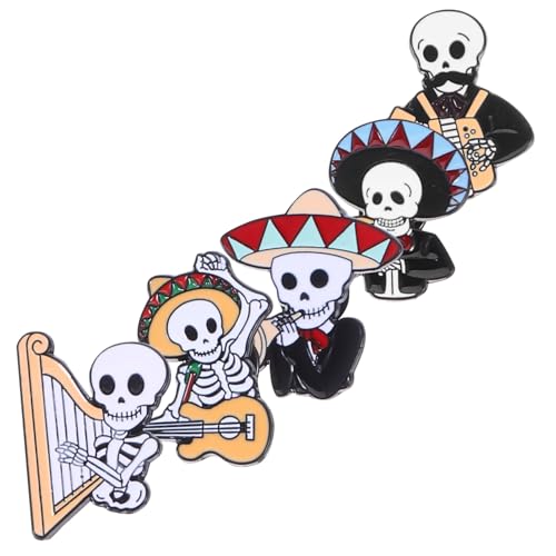 CIMAXIC 5 Stück Totenkopf Broschen aus Langlebiger Leichte Emaille Anstecknadeln für Jacken Rucksäcke und Kleidung Modische Accessoires für Damen und Mädchen Verspieltes Design von CIMAXIC