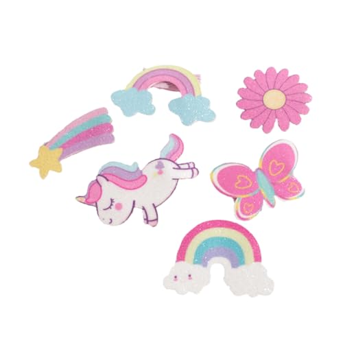 CIMAXIC 6 Stück Einhorn Haarspangen Für Mädchen Glitter Haarnadeln Kinder Kopfschmuck Bunte Kinder Haarnadeln Für Geburtstagsgeschenke von CIMAXIC