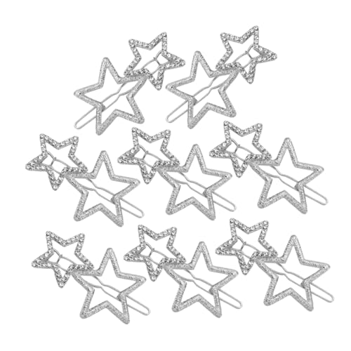 8st Haarnadel Sternspangen Haarspange Für Dickes Haar Snap Bling Haarspangen Seitliche Haarspangen Kleine Haarspangen Funkelnde Haarspangen Pentagramm Zinklegierung Knopf Fräulein von CIMAXIC