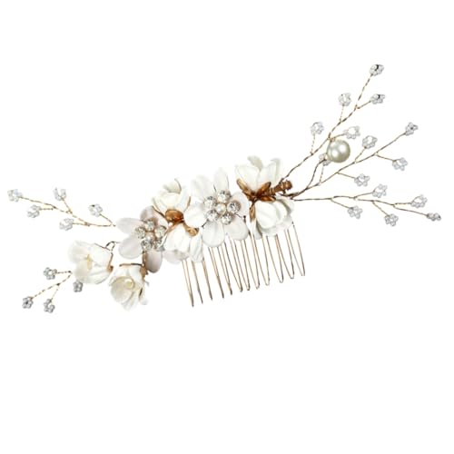 Blumen Haar Kämme Haarkamm Mit Blumenmuster Haarkamm Hochzeit Haarkamm Für Die Hochzeit Kamm-haarteil Ästhetische Haaraccessoires Metall Strasssteine Weiß Haarnadel Mädchen von CIMAXIC