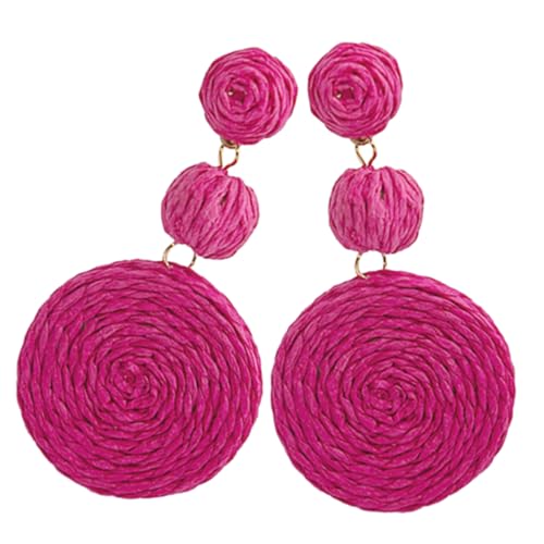 CIMAXIC Boho Raffia Ohrringe Damen Leichtgewichtige Strandaccessoires Handgemachte Rattan Creolen Sommer Schmuck für Mädchen von CIMAXIC