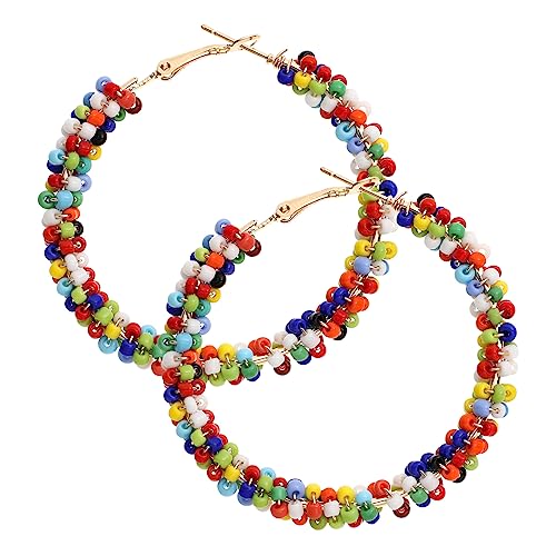 CIMAXIC Bunte Boho Ohrringe Damen Trendige Perlen Creolen Extravaganter Stil Festival Schmuck für Frauen Alltag und Reise von CIMAXIC