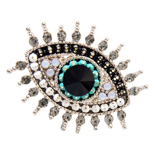 CIMAXIC Edelstahl Metall Brosche mit Strass Steinen Vintage Evil Eye Anstecknadel für Damen Kleidung Schmuck Accessoire für Blazer Schal Stola und Mantel von CIMAXIC