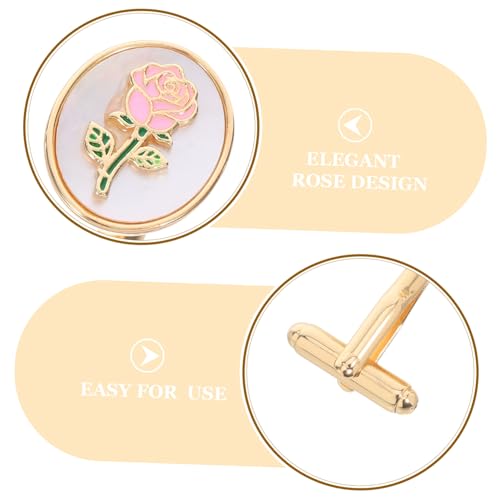CIMAXIC Elegante Damen Rosenschmuck Manschettenknöpfe Goldfarben Blumenmuster Klassisch Komfortabel Für Hemden Mit Französischem Manschettenverschluss Hochzeit Festliche Anlässe von CIMAXIC