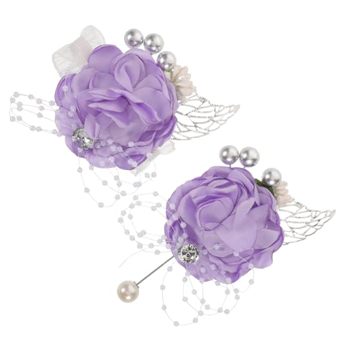 CIMAXIC Elegantes Hochzeits-blumen-set Handgelenk Corsage und Boutonniere Set aus Hochwertigen Künstlichen Materialien Leicht Langlebig Komfortabel für Braut Bräutigam und Brautjungfern von CIMAXIC