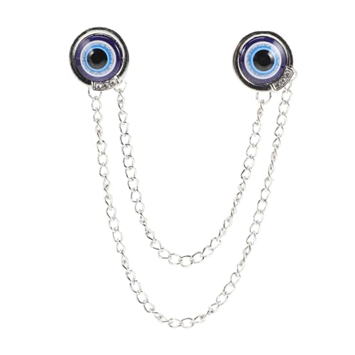 CIMAXIC Evil Eye Brosche Kragenclip Silber mit Kette Herren Hemd Schmuck Retro Brooch Scarf Buckle Kostüm Zubehör von CIMAXIC