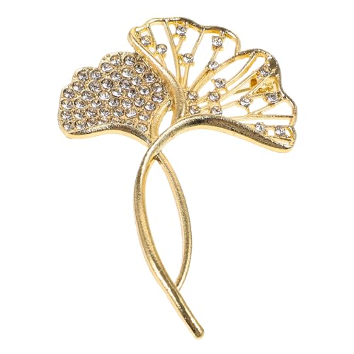 CIMAXIC Ginkgo Brosche mit Strassbesatz Luxuriöse Anstecknadel aus Langlebiger Legierung Modisches Accessoire für Damen Brosche für Anzug und Mantel Handwerkskunst von CIMAXIC