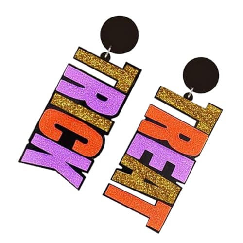 CIMAXIC Große Asymmetrische Buchstaben Ohrringe für Damen Farbenfrohe Halloween Dangle Ohrringe für Festliches Outfit Leichter Tragekomfort und Einzigartiges Design von CIMAXIC