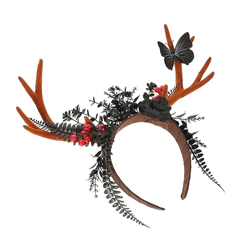 Weihnachtshaarschmuck Blumenkrone Weihnachts-rentier-stirnband Weihnachtsstirnbänder Elch Ohren Stirnband Weihnachtskopfbedeckung Weihnachtskostüm Accessoire Cosplay Plastik Geweih von CIMAXIC