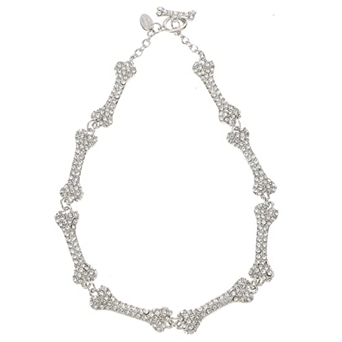 CIMAXIC Halloween Damen Strasskristall Knochen Halskette Funkelnde Clavicle Chain Modischer Schmuck für Frauen Einzigartiges Design Minimalistischer Stil Auffälliges von CIMAXIC