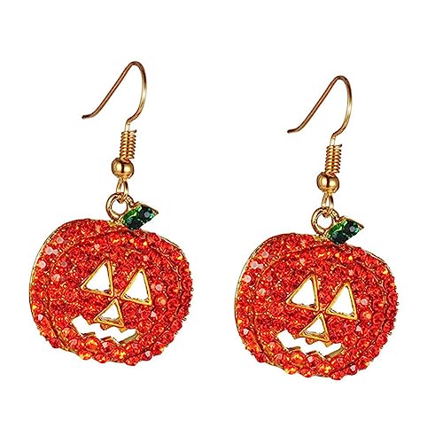 CIMAXIC Halloween Kürbis Ohrhänger Damen Dangle Ohrringe mit Strass Pumpkin Drop Earrings für Party Cosplay Hautfreundlich Langlebig von CIMAXIC