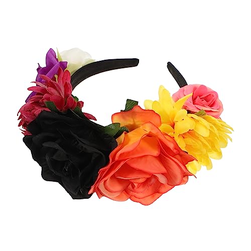 Halloween-stirnband Make-up-stirnbänder Mexikanische Blumen Regenbogenblume Tag Der Toten Blumen Haarkranz Pride Stirnband Haarspangen Für Damen Polyester Rosen Braut Cosplay von CIMAXIC