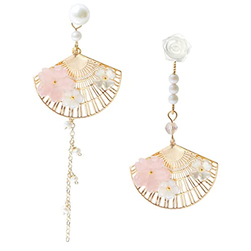 CIMAXIC Lange Perlen Ohrringe Damen Fan Form Tropfen Ohrringe mit Leicht und Eleganter Ohrschmuck für Alltag Party Hochzeit für Frauen und Mädchen von CIMAXIC