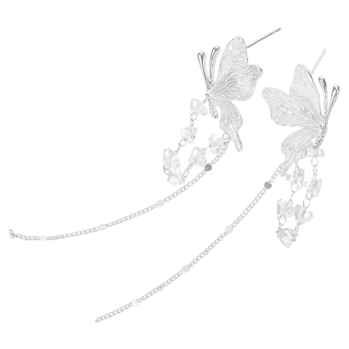CIMAXIC Lange Schmetterling Ohrringe mit Zarten Quasten Statement Dangle Ohrschmuck für Frauen und Mädchen Prom und Hochzeitsaccessoires in Silber von CIMAXIC