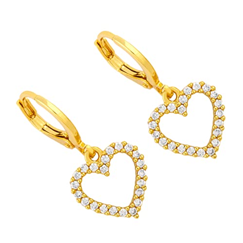 CIMAXIC Rhinestone Ohrringe Herzform Damen Kupfer Schmuck Strassbesatz Ohrstecker für Alltag und Festliche Anlässe Geschenkidee für Frauen von CIMAXIC