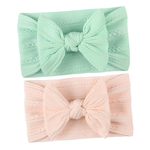 2er Packung Nylon Stirnband Mit Schleife Einfaches Kinder-haarband Gestrickter Kopfschmuck Haar-accessoire Für Babys Kleinkinder Säuglinge von CIMAXIC