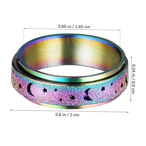 CIMAXIC Titanium Spinner Ring Damen Rotierender Mond Stern Fidget Bandring Robustes Titan Metall Komfortabel für Alltag Party Geschenk von CIMAXIC