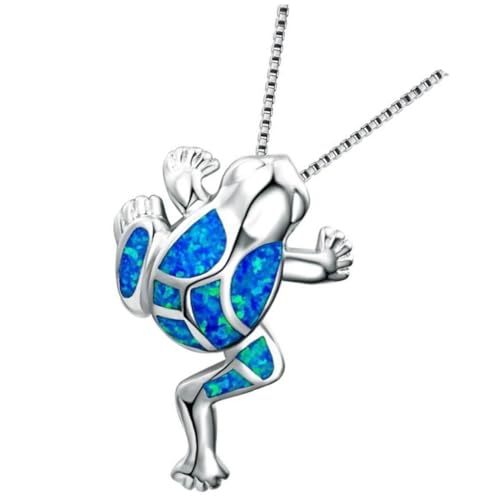 CIMAXIC Trendige Frosch Anhänger Halskette für Damen Modischer Blauer Schmuck Elegantes Geschenk für Frauen Stilvolle Halskette Vielseitig Kombinierbar Feine Verarbeitung und von CIMAXIC