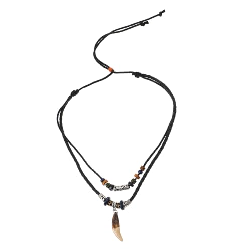CIMAXIC Verstellbare Haifischzahn Kette Herren Surfer Halskette aus Geflochtenem Kunstleder mit Perlen Anhänger Unisex Stylische Strand Schmuck von CIMAXIC