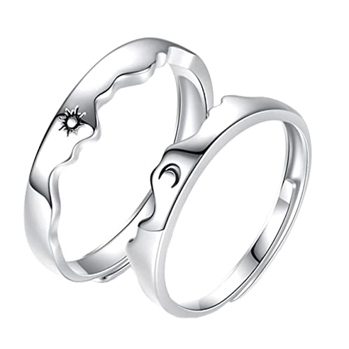 CIMAXIC Verstellbarer Mond Paarring Unisex Offener Bandring Graviert Elegantes Schmuckgeschenk für Liebende Valentinstag Jahrestag von CIMAXIC