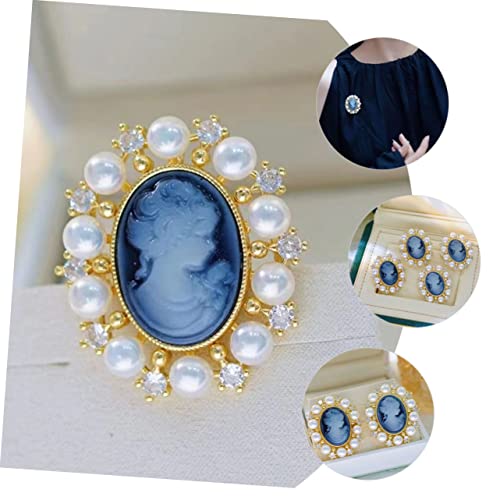 CIMAXIC Vintage Perlenbrosche Damen Anstecknadel mit Viktorianischem Damenporträt Kupfer Schmuck für Büro Hochzeit Party für Frauen und Kollegen von CIMAXIC