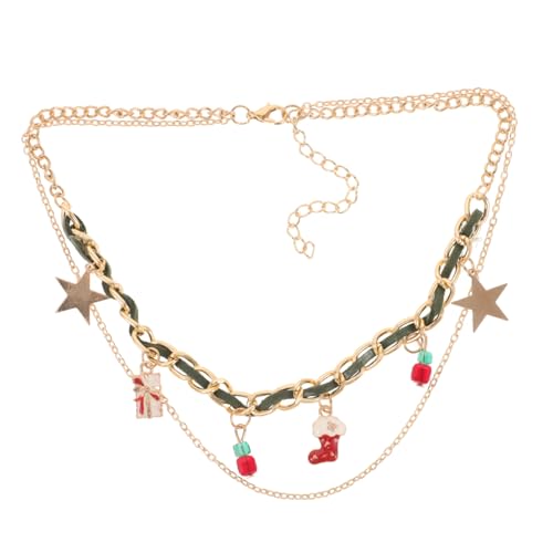 CIMAXIC Xmas Mehrlagige Halskette Damen Weihnachtsanhänger Schmuck Mehrschichtige Kette Festliche Halskette Weihnachten Stilvolles Design von CIMAXIC
