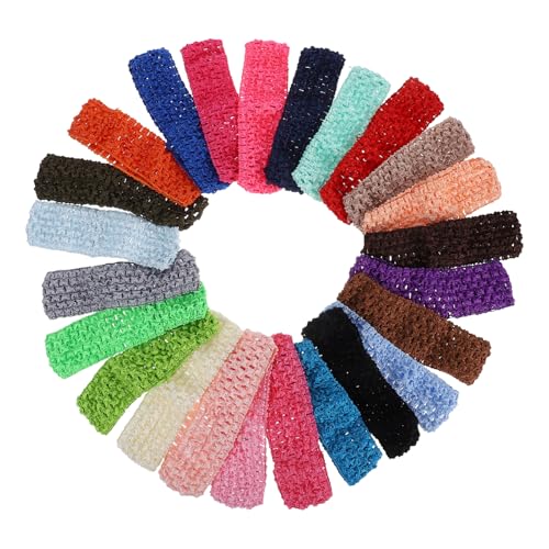 Elastische Häkel Haarbänder für Mädchen 24 Stück Verstellbar für Babys und Kleinkinder Strapazierfähiges Polyester Zufällige Farben von CIMAXIC