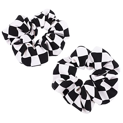 2er-pack Haargummis Mit Schachbrettmuster Pferdeschwanzhalter Für Frauen Schwarz/weiß von CIMAXIC