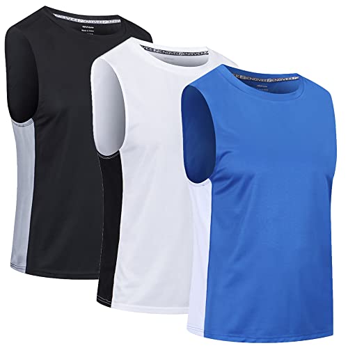 CIMIC 3er Pack Tank Top Herren Tanktop Sport Muskelshirts Ärmelloses Shirt Sleeveless Achselshirt Fitness Gym Sommer Muscle Tshirt Men Atmungsaktive Trainingsshirt Männer(0505-Black White Blue-2XL) von CIMIC