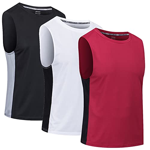 CIMIC 3er Pack Tank Top Herren Tanktop Sport Muskelshirts Ärmelloses Shirt Sleeveless Achselshirt Fitness Gym Sommer Muscle Tshirt Men Atmungsaktive Trainingsshirt Männer(0505-Black White Red-L) von CIMIC