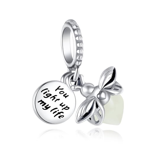 CINKOLA Charm für Armband Halskette Dangle Reise Schmetterling Perlen Party Geburtstag Charm Perlen Geschenk für Frauen (Glow-in-the-Dark Firefly Dangle) von CINKOLA
