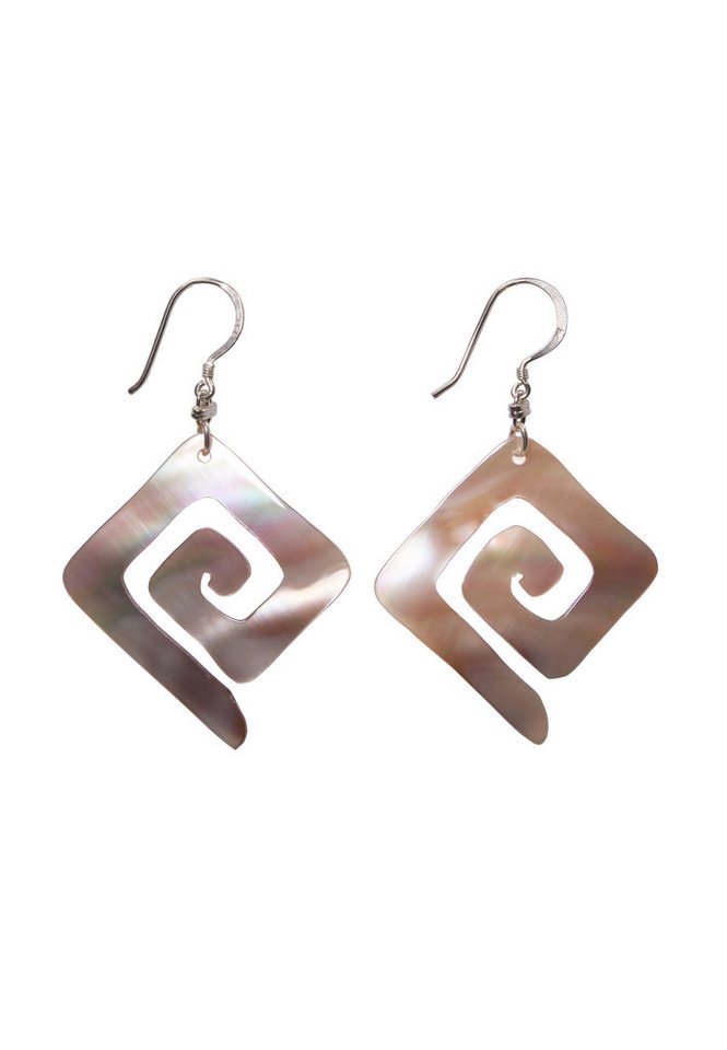 CINNEA Ohrhänger-Set SEELENKRAFT (OLLANE-Kollektion), filigrane Handarbeit, Spiralform als Viereck von CINNEA