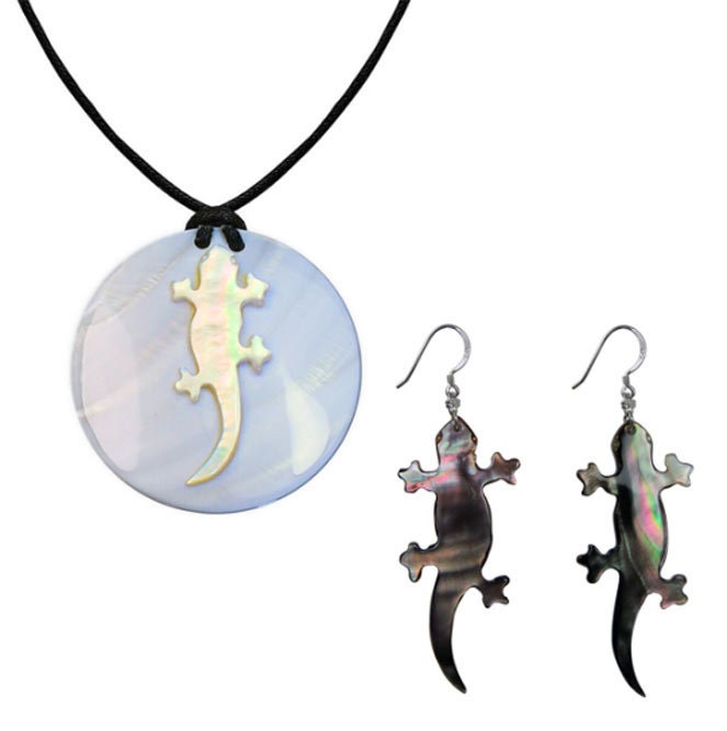 Cinnea Schmuckset »Seelenfeuer« - Echtperlmutt Mit Salamander, Verstellbares Textilband von CINNEADesigns