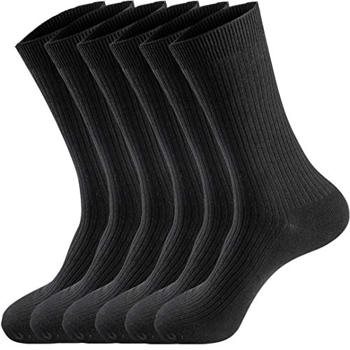 CINQINYIN Lässig Socken Atmungsaktive Crew Socken Baumwolle Kalbssocken für Männer Frauen 6 Paare (DE/NL/SE/PL, Numerisch, 36, 39, Regular, Regular, Schwarz) von CINQINYIN