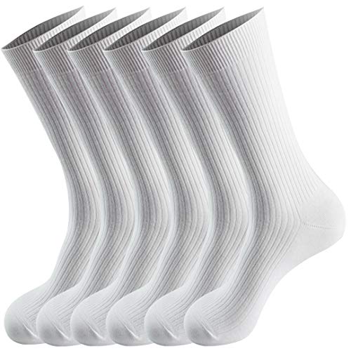 CINQINYIN Lässig Socken Atmungsaktive Crew Socken Baumwolle Kalbssocken für Männer Frauen 6 Paare (DE/NL/SE/PL, Numerisch, 44, 48, Regular, Regular, Weiß) von CINQINYIN