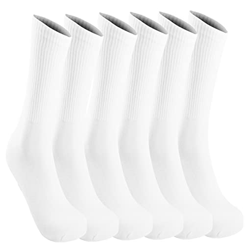 CINQINYIN Weiche atmungsaktive Baumwollsocken schweißabsorbierende Socken für Männer und Frauen 6 Paar (DE/NL/SE/PL, Numerisch, 36, 39, Regular, Regular, weiß) von CINQINYIN