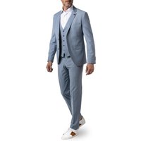 CINQUE Herren Anzug blau Schurwoll-Stretch meliert Slim Fit von CINQUE