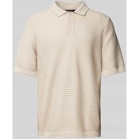 Cinque Regular Fit Poloshirt mit kurzer Knopfleiste Modell 'Flavius' in Sand, Größe L von CINQUE